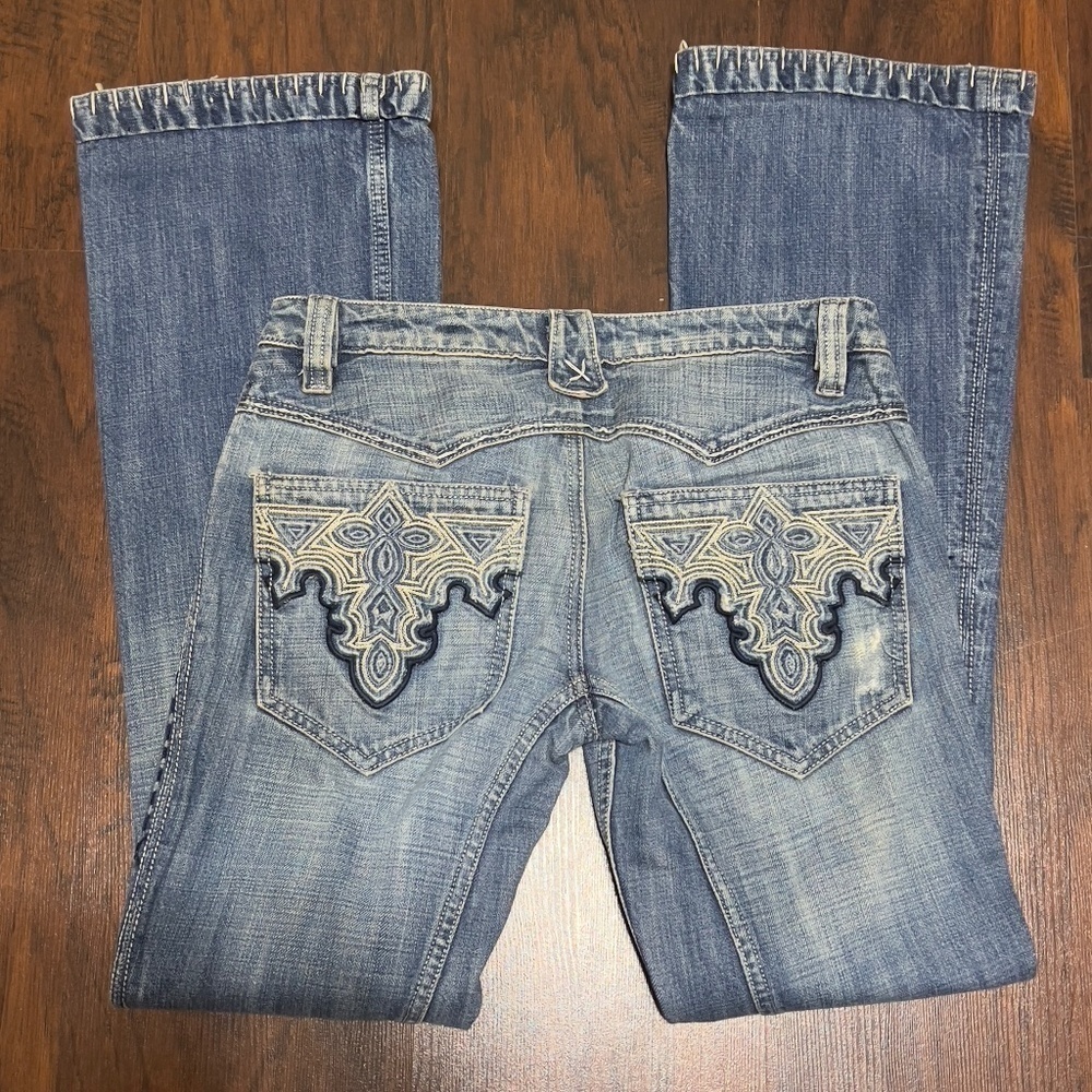 ANTIK DENIM JEANS Vintage 90s Y2K Fashion  embroidered back pocket size 28 EUC